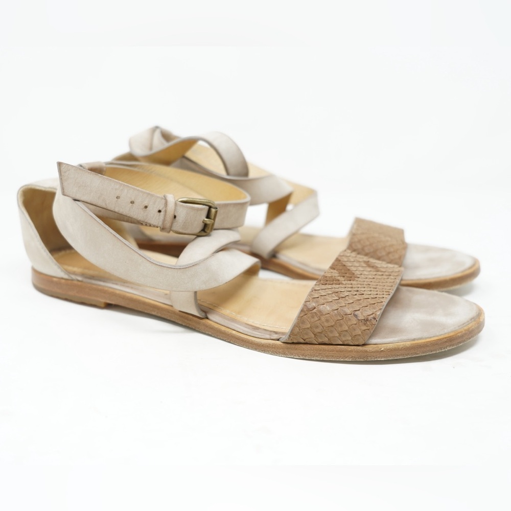 Brunello Cucinelli Leather And Python Sandal Size… - image 1